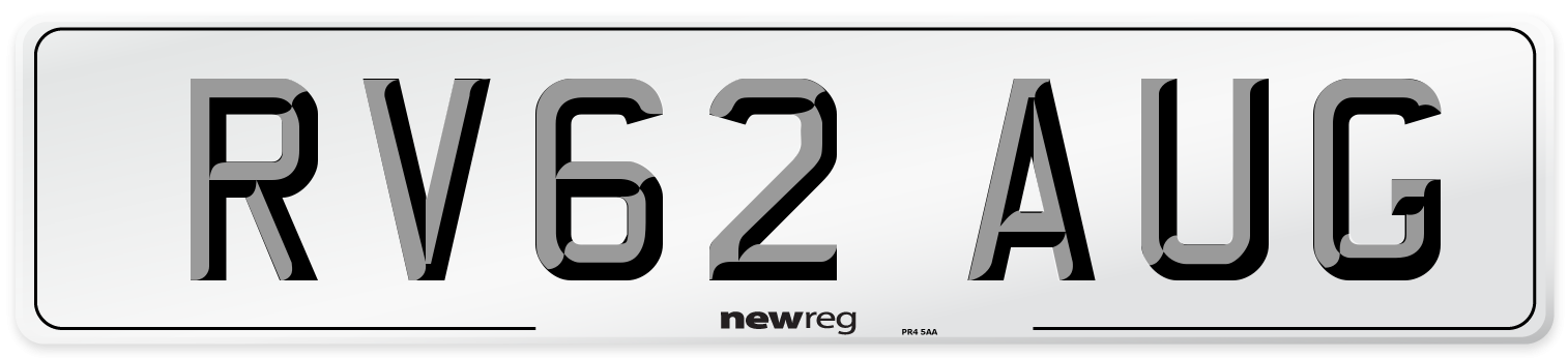 RV62 AUG Number Plate from New Reg